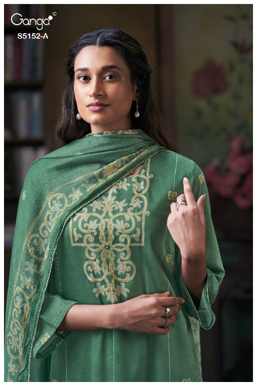 GANGA TABINDA S5152 WHOLESALE PREMIUM COTTON CLASSIC UNSTITCH SALWAR SUITS SUPPLIER