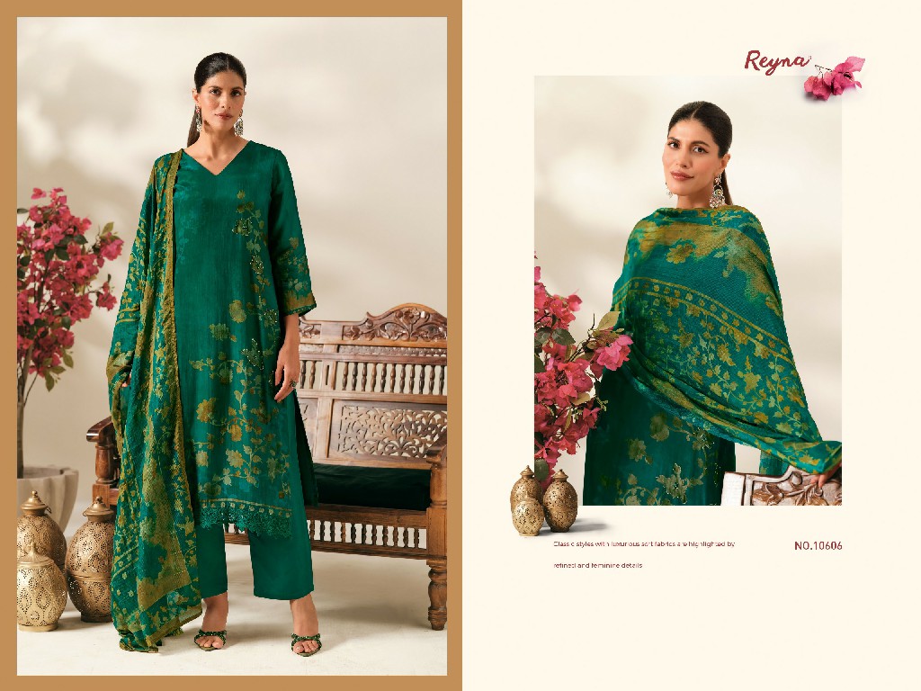 REYNA FLORAL CRAFT WHOLESALE BEMBERG SILK SUPER HIT DESIGN UNSTITCH SALWAR SUITS FOR EXPORT