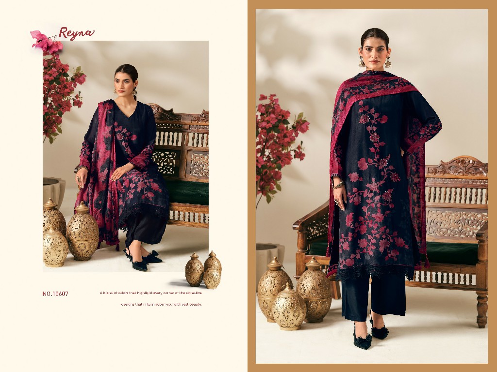 REYNA FLORAL CRAFT WHOLESALE BEMBERG SILK SUPER HIT DESIGN UNSTITCH SALWAR SUITS FOR EXPORT