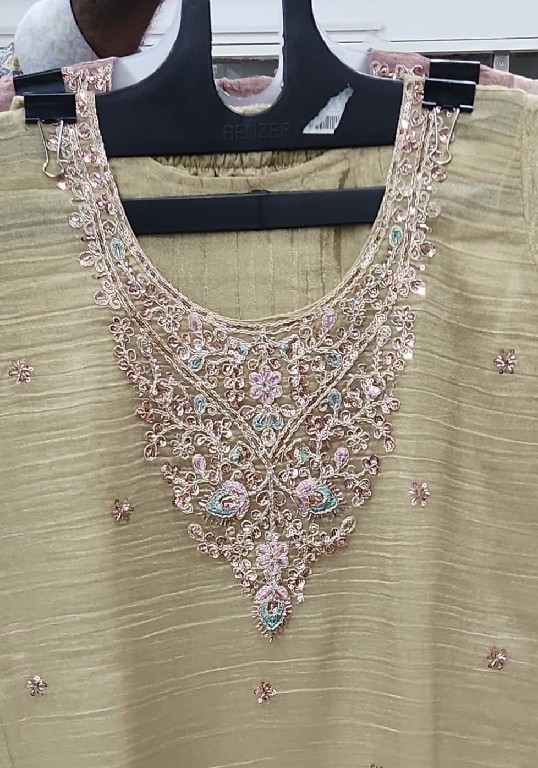 OSSM STYLE D.NO 1620 TO 1625 WHOLESALE READYMADE SALSA SILK  WITH BEADS WORK 3 PCS COMBO SET SUITS EXPORTER