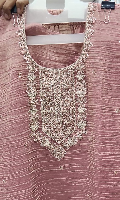 OSSM STYLE D.NO 1620 TO 1625 WHOLESALE READYMADE SALSA SILK  WITH BEADS WORK 3 PCS COMBO SET SUITS EXPORTER