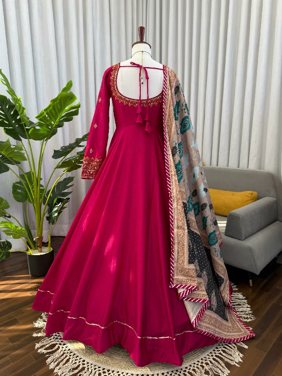 TEXTILEDEAL D.NO KD 1552 WHOLESALE READYMADE CHINON SILK PARTY WEAR GOWN PANT WITH DUPATTA ONLINE