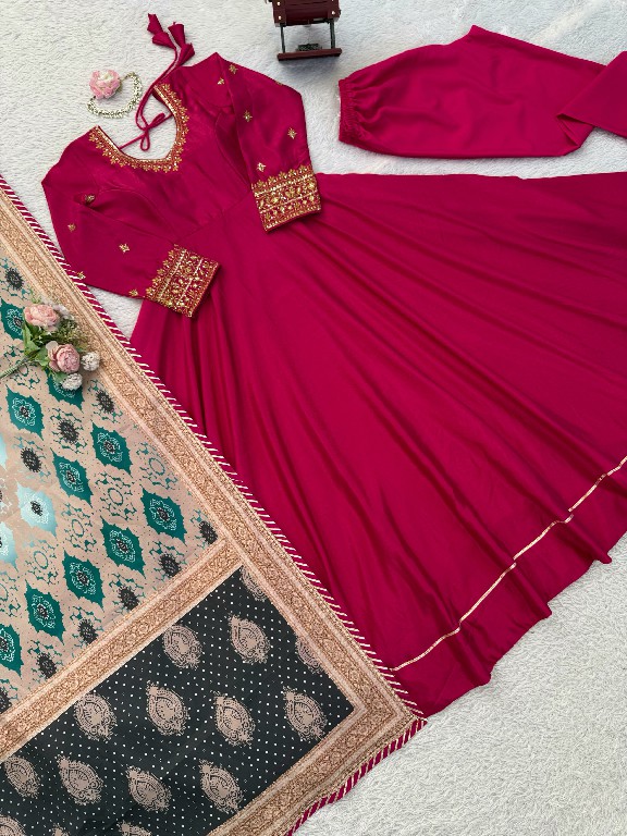 TEXTILEDEAL D.NO KD 1552 WHOLESALE READYMADE CHINON SILK PARTY WEAR GOWN PANT WITH DUPATTA ONLINE