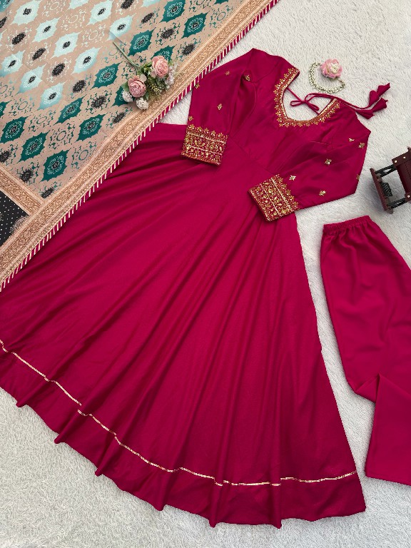 TEXTILEDEAL D.NO KD 1552 WHOLESALE READYMADE CHINON SILK PARTY WEAR GOWN PANT WITH DUPATTA ONLINE
