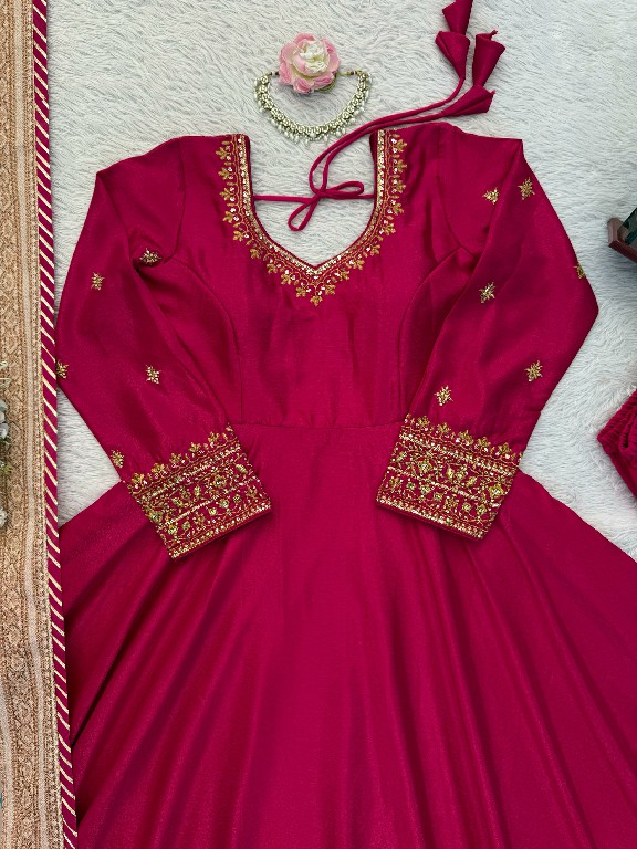 TEXTILEDEAL D.NO KD 1552 WHOLESALE READYMADE CHINON SILK PARTY WEAR GOWN PANT WITH DUPATTA ONLINE