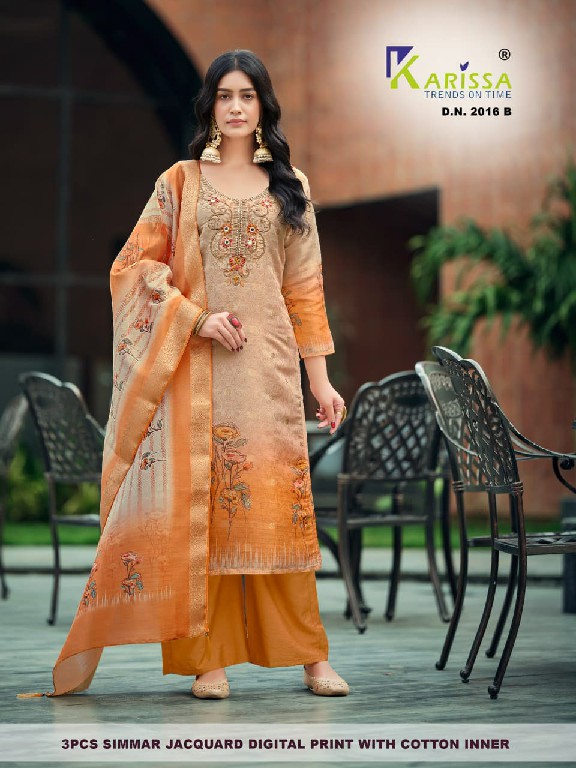 KARISSA D.NO 2015 TO 2019 WHOLESALE READYMADE PURE SOFT SIMMER JACQUARD FABULOUS DESIGN 3 PCS SUITS EXPORTER