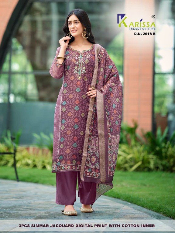 KARISSA D.NO 2015 TO 2019 WHOLESALE READYMADE PURE SOFT SIMMER JACQUARD FABULOUS DESIGN 3 PCS SUITS EXPORTER