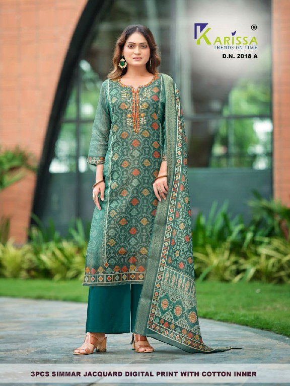 KARISSA D.NO 2015 TO 2019 WHOLESALE READYMADE PURE SOFT SIMMER JACQUARD FABULOUS DESIGN 3 PCS SUITS EXPORTER