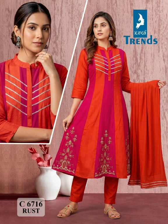 KAYA D.NO 6716 WHOLESALE READYMADE MUL CHANDERI BIG SIZE ANARKALI STYLE 3 PCS COMBO SET SUITS SUPPLIER