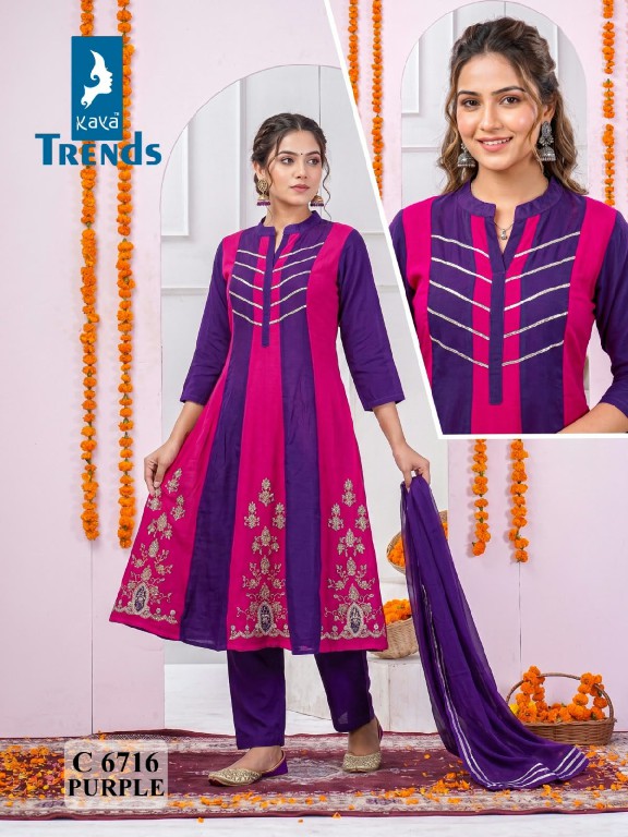 KAYA D.NO 6716 WHOLESALE READYMADE MUL CHANDERI BIG SIZE ANARKALI STYLE 3 PCS COMBO SET SUITS SUPPLIER