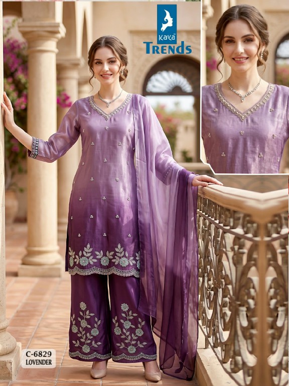 KAYA D.NO 6829 WHOLESALE READYMADE GLASS ROMAN SHIMMER BEATS WORK 3 PCS COMBO SER SUITS FOR EXPORT