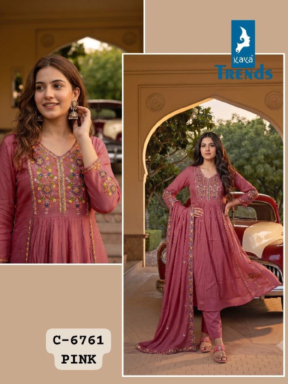 KAYA D.NO 6761 WHOLESALE READYMADE MUL CHANDERI BIG SIZE A LINE CUT 3 PCS COMBO SET SUITS EXPORTER