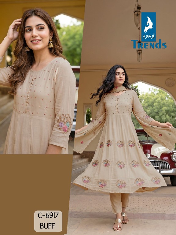 KAYA D.NO 6917 WHOLESALE READYMADE MULL CHANDERI GHERA STYLE EMBROIDERY WORK 3 PCS COMBO SET SUITS ONLINE