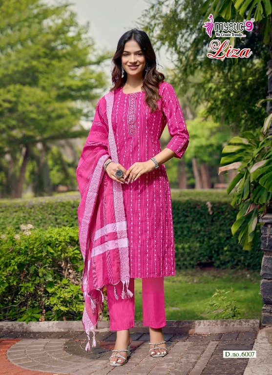 MYSTIC 9 LIZA VOL 6 WHOLESALE READYMADE COTTON HANDLOOM STRAIGHT CUT 3 PCS SUITS SUPPLIER