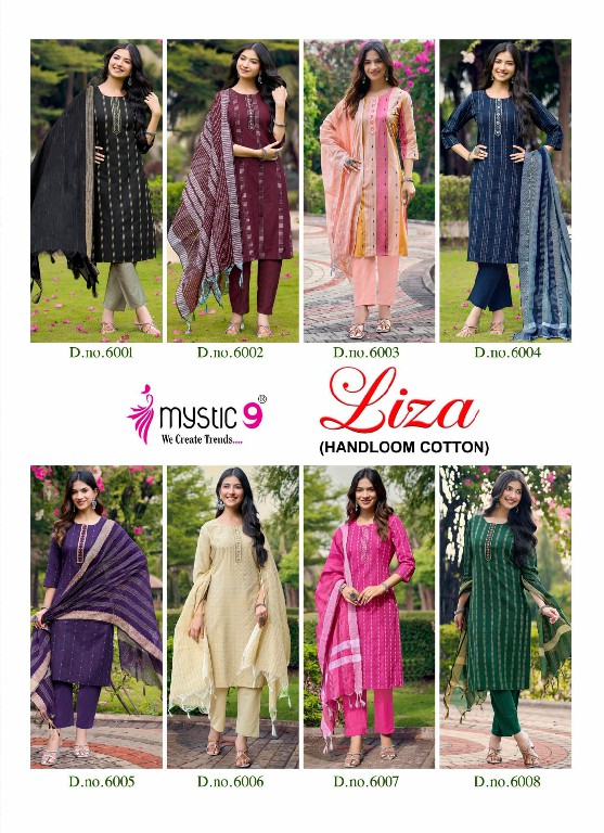MYSTIC 9 LIZA VOL 6 WHOLESALE READYMADE COTTON HANDLOOM STRAIGHT CUT 3 PCS SUITS SUPPLIER