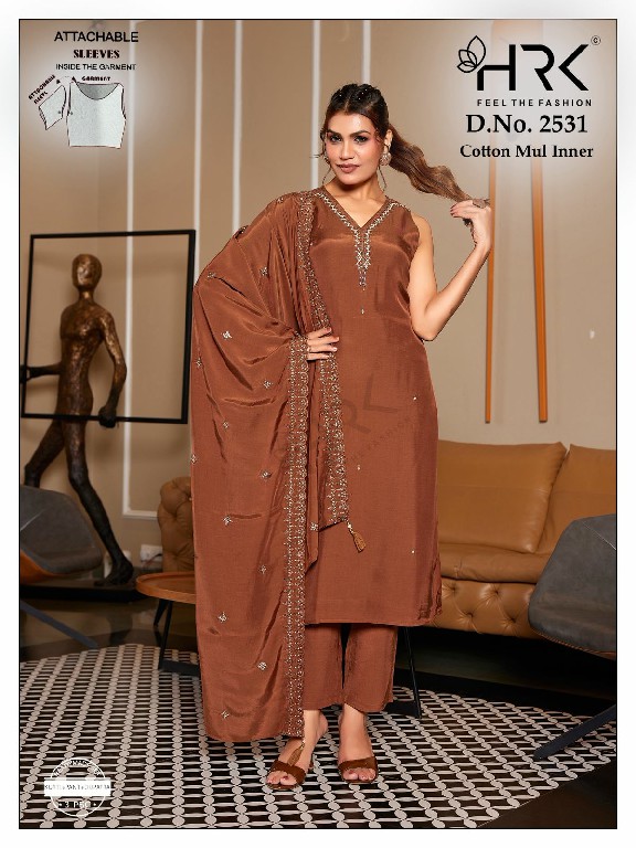 HRK D.NO 2531 WHOLESALE READYMADE PURE MUSLIN MODERN LOOK 3 PCS COMBO SET SUITS EXPORTER