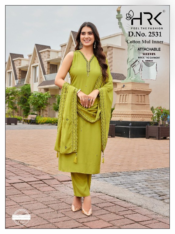 HRK D.NO 2531 WHOLESALE READYMADE PURE MUSLIN MODERN LOOK 3 PCS COMBO SET SUITS EXPORTER