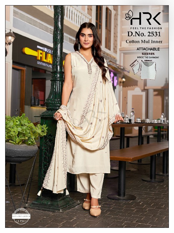 HRK D.NO 2531 WHOLESALE READYMADE PURE MUSLIN MODERN LOOK 3 PCS COMBO SET SUITS EXPORTER