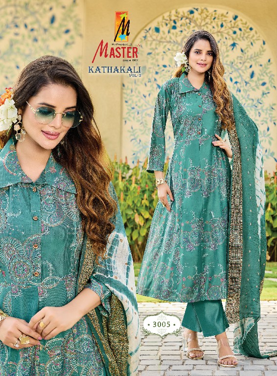 MASTER KATHAKALI VOL 3 WHOLESALE READYMADE GADHWAL PRINTED TRENDING 3 PCS SUITS EXPORTER