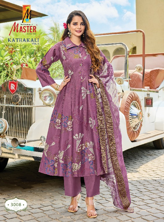 MASTER KATHAKALI VOL 3 WHOLESALE READYMADE GADHWAL PRINTED TRENDING 3 PCS SUITS EXPORTER