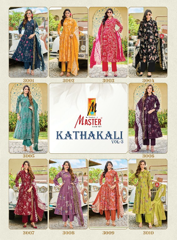 MASTER KATHAKALI VOL 3 WHOLESALE READYMADE GADHWAL PRINTED TRENDING 3 PCS SUITS EXPORTER