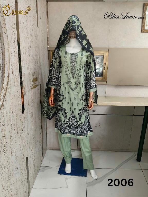 COSMOS BLISS LAWN VOL 2 WHOLESALE READYMADE LAWN EMBROIDERED BEAUTIFUL 3 PCS SUITS SUPPLIER