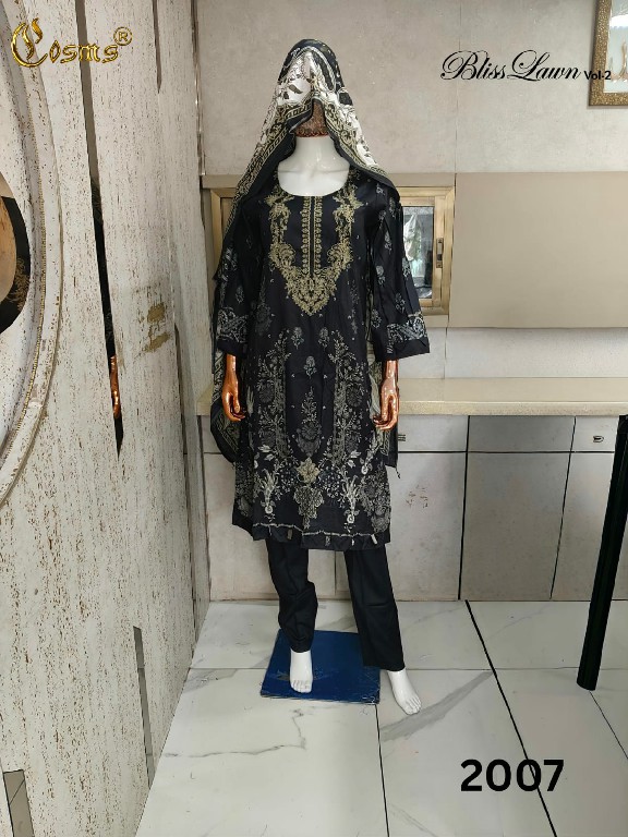 COSMOS BLISS LAWN VOL 2 WHOLESALE READYMADE LAWN EMBROIDERED BEAUTIFUL 3 PCS SUITS SUPPLIER