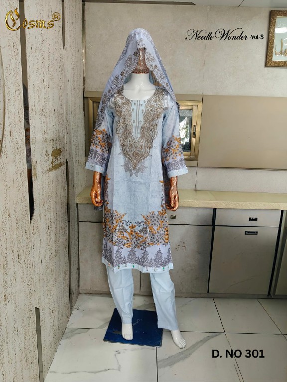 COSMOS NEEDLE WONDER VOL 3 WHOLESALE READYMADE PAKISTANI ELEGANT 3 PCS SUITS EXPORTER