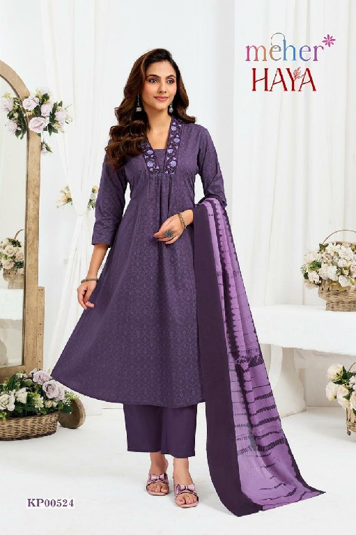 MEHER HAYA WHOLESALE READYMADE COTTON CAMBRIC TRENDY 3 PCS SUITS FOR EXPORT