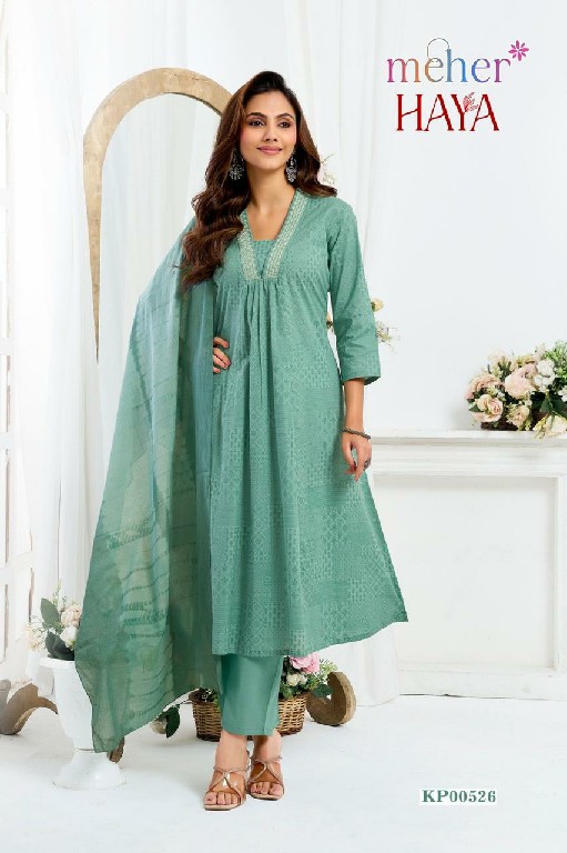 MEHER HAYA WHOLESALE READYMADE COTTON CAMBRIC TRENDY 3 PCS SUITS FOR EXPORT