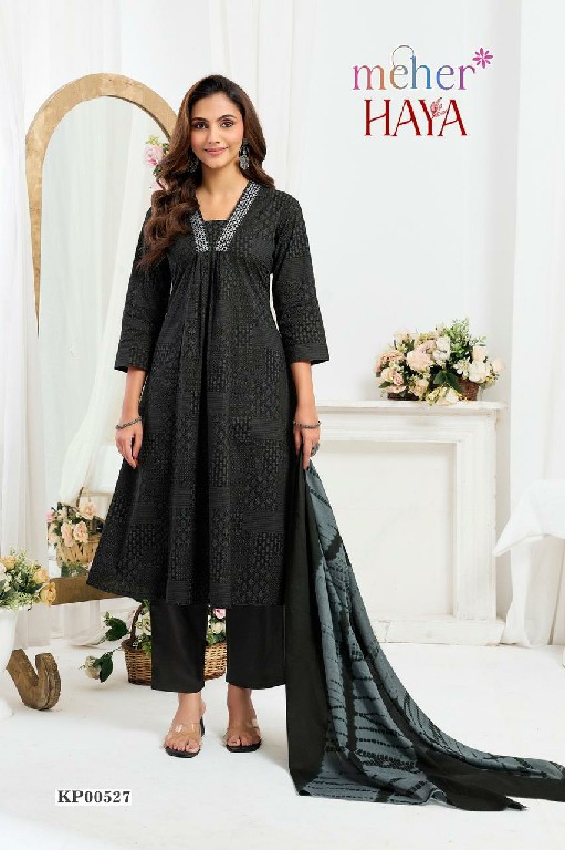 MEHER HAYA WHOLESALE READYMADE COTTON CAMBRIC TRENDY 3 PCS SUITS FOR EXPORT