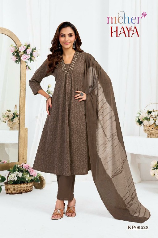 MEHER HAYA WHOLESALE READYMADE COTTON CAMBRIC TRENDY 3 PCS SUITS FOR EXPORT