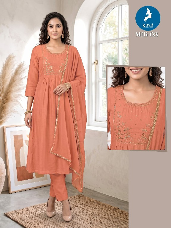 KAYA MILI WHOLESALE READYMADE MULL CHANDERI BIG SIZE GORGEOUS LOOK 3 PCS COMBO SET SUITS SUPPLIER