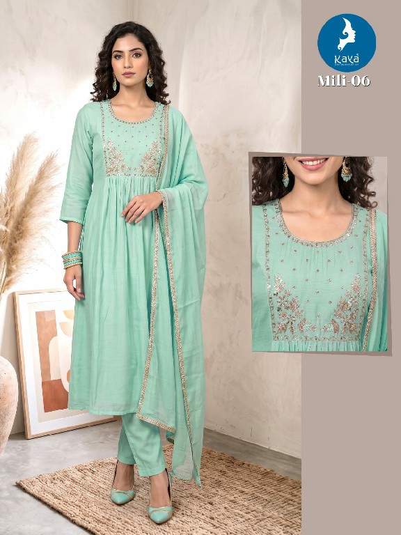 KAYA MILI WHOLESALE READYMADE MULL CHANDERI BIG SIZE GORGEOUS LOOK 3 PCS COMBO SET SUITS SUPPLIER