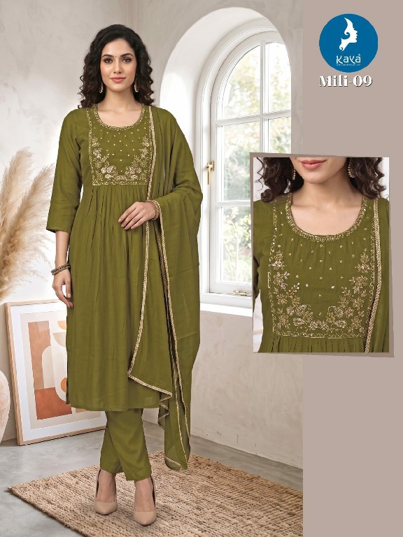 KAYA MILI WHOLESALE READYMADE MULL CHANDERI BIG SIZE GORGEOUS LOOK 3 PCS COMBO SET SUITS SUPPLIER