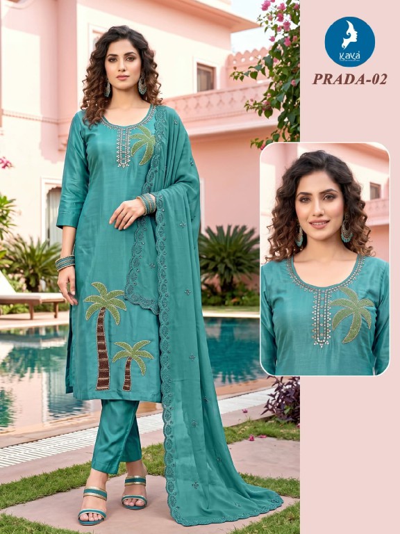 KAYA PRADA WHOLESALE READYMADE ROMAN GLASS BIG SIZE CLASSY LOOK 3 PCS COMBO SET SUITS FOR EXPORT