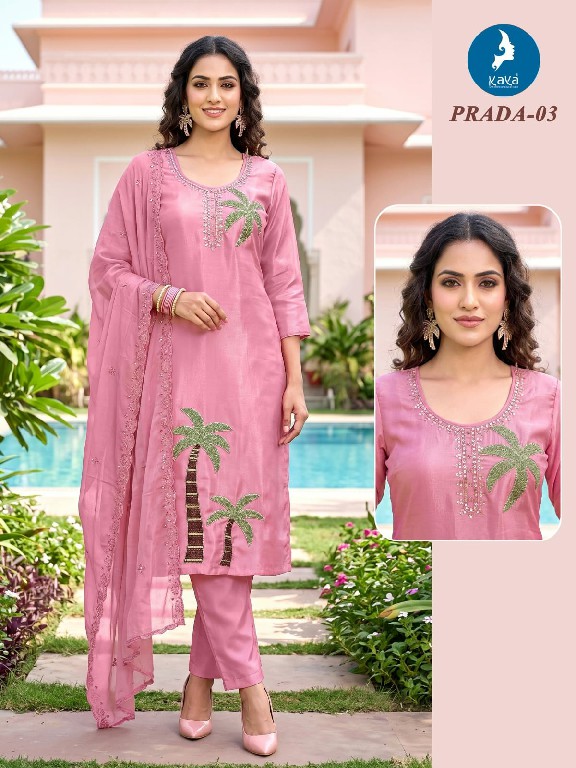 KAYA PRADA WHOLESALE READYMADE ROMAN GLASS BIG SIZE CLASSY LOOK 3 PCS COMBO SET SUITS FOR EXPORT