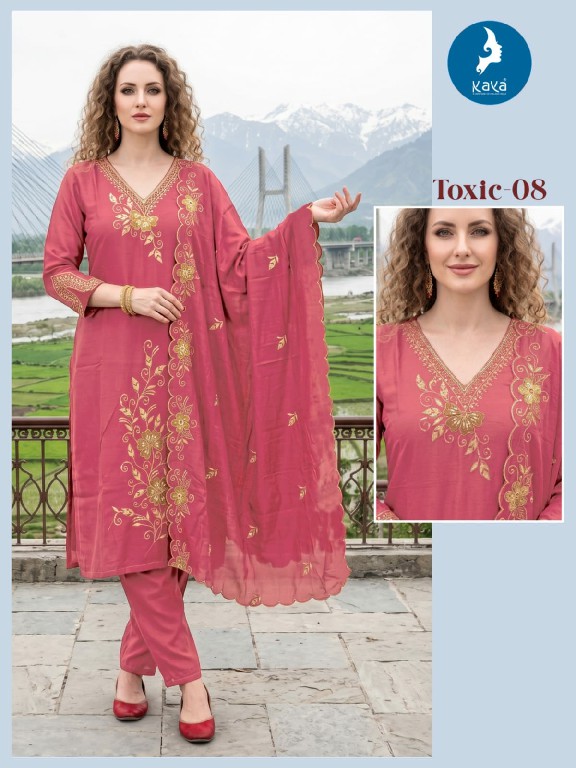 KAYA TOXIC WHOLESALE READYMADE MULL CHANDERI BIG SIZE PRETTY LOOK 3 PCS COMBO SET SUITS SUPPLIER