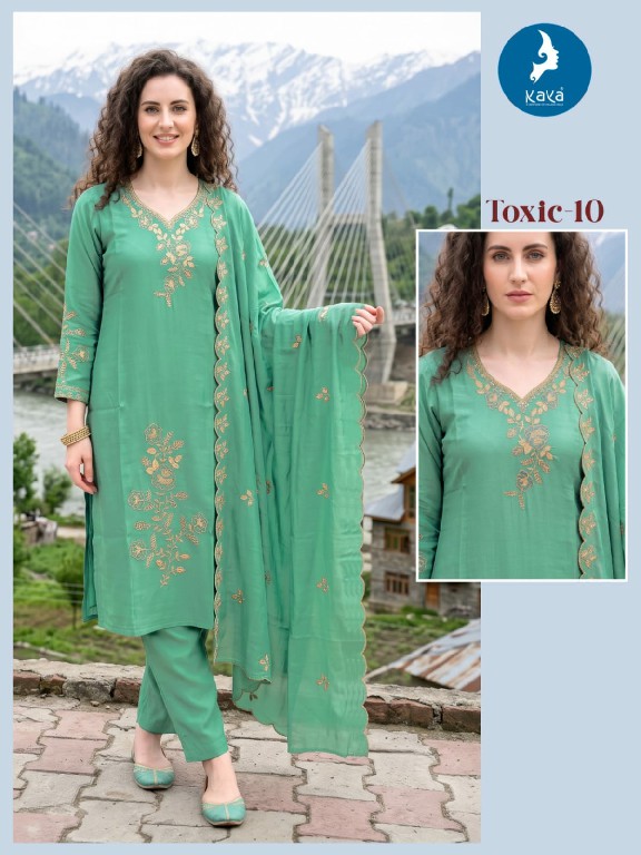 KAYA TOXIC WHOLESALE READYMADE MULL CHANDERI BIG SIZE PRETTY LOOK 3 PCS COMBO SET SUITS SUPPLIER