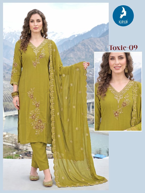 KAYA TOXIC WHOLESALE READYMADE MULL CHANDERI BIG SIZE PRETTY LOOK 3 PCS COMBO SET SUITS SUPPLIER