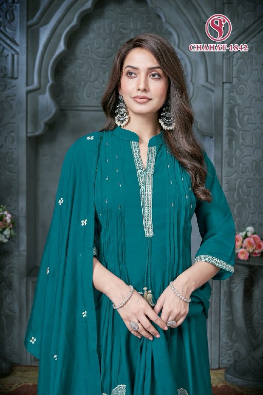 SWEETY FASHION CHAHAT WHOLESALE READYMADE FANCY MUL CHANDERI KALI DESIGN 3 PCS COMBO SET SUITS EXPORTER