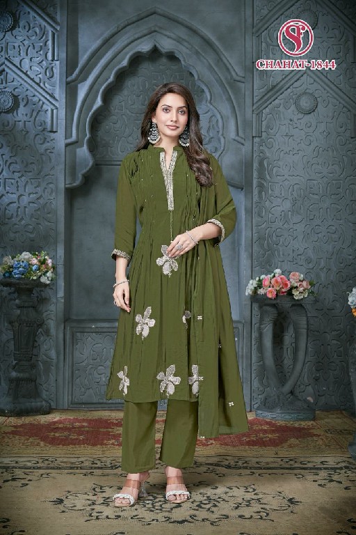 SWEETY FASHION CHAHAT WHOLESALE READYMADE FANCY MUL CHANDERI KALI DESIGN 3 PCS COMBO SET SUITS EXPORTER