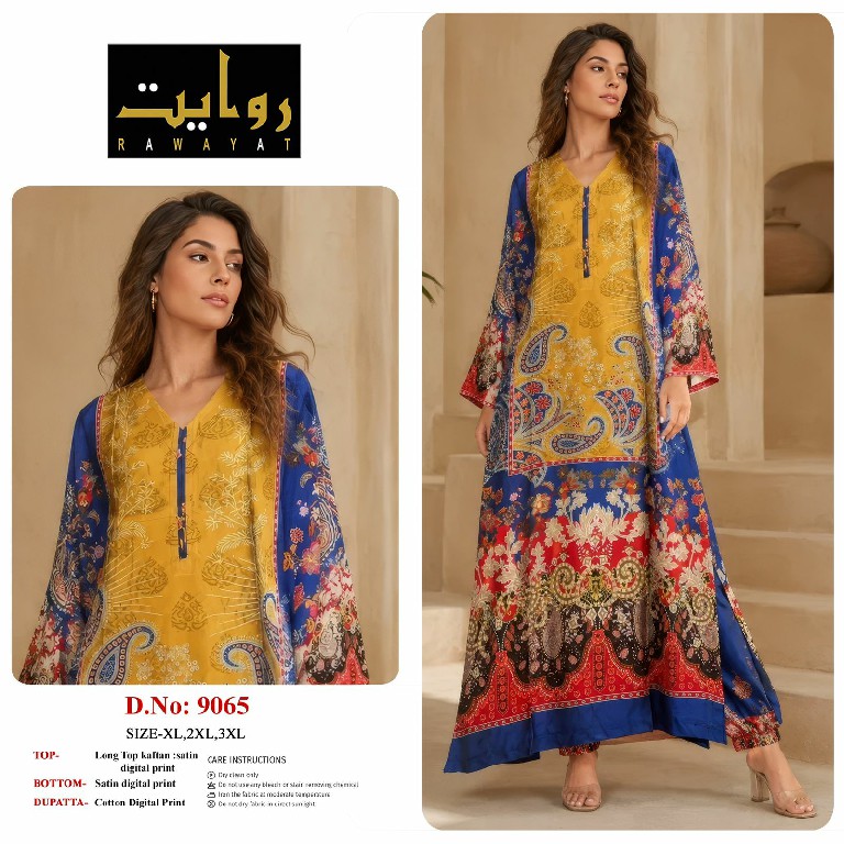 RAWAYAT D.NO 9031 TO 9034-9061 TO 9065 WHOLESALE READYMADE KAFTAN STYLE LONG CORD SET FOR EXPORT