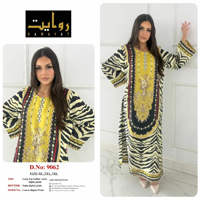RAWAYAT D.NO 9031 TO 9034-9061 TO 9065 WHOLESALE READYMADE KAFTAN STYLE LONG CORD SET FOR EXPORT