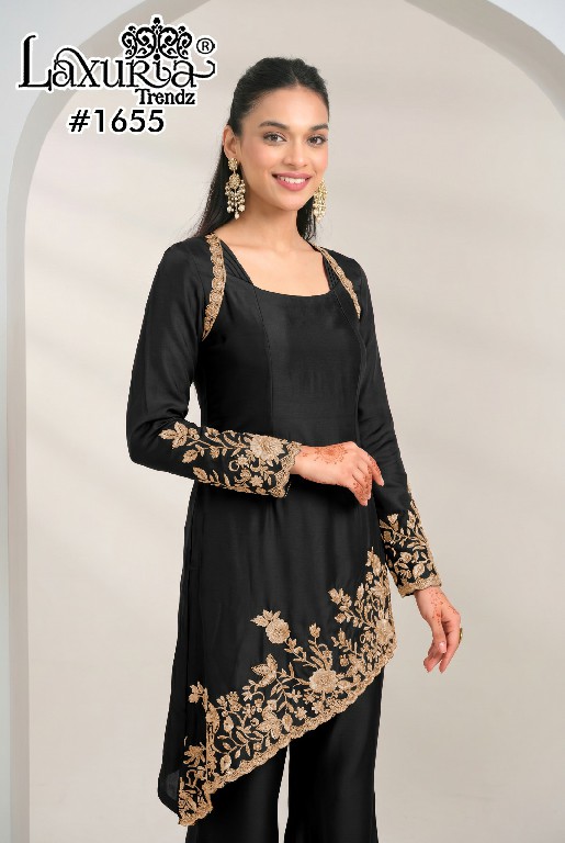 LAXURIA TRENDZ D.NO 1655 WHOLESALE READYMADE IMPORTED SATIN UNIQUE DESIGNER 3 PCS SUITS EXPORTER