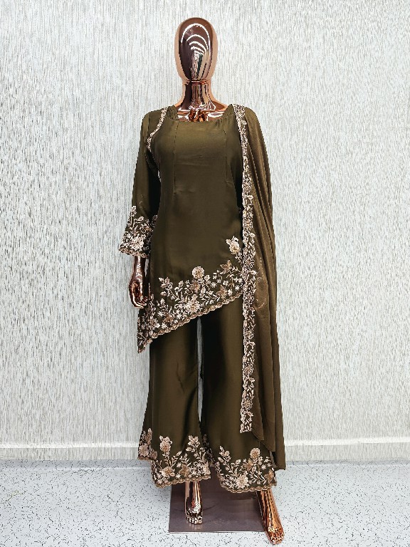LAXURIA TRENDZ D.NO 1655 WHOLESALE READYMADE IMPORTED SATIN UNIQUE DESIGNER 3 PCS SUITS EXPORTER
