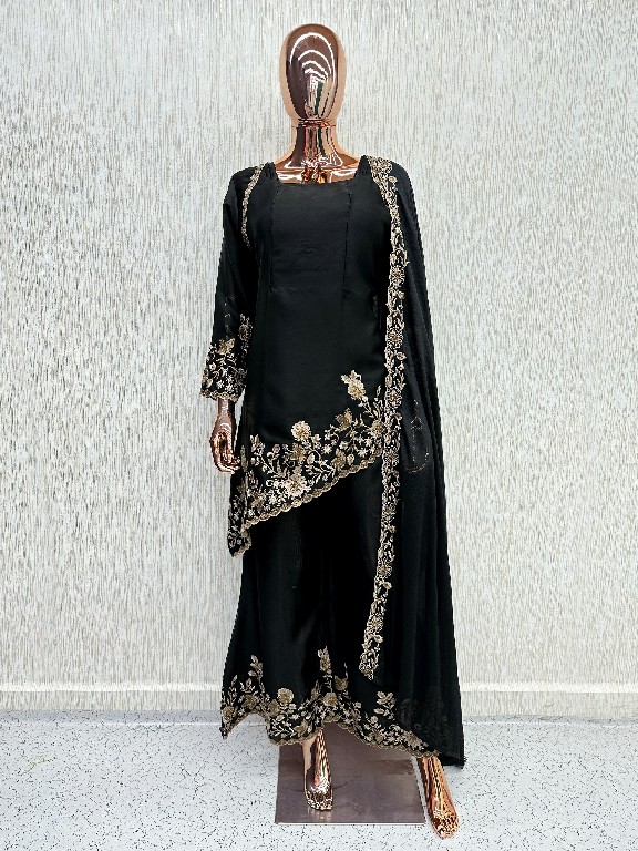 LAXURIA TRENDZ D.NO 1655 WHOLESALE READYMADE IMPORTED SATIN UNIQUE DESIGNER 3 PCS SUITS EXPORTER