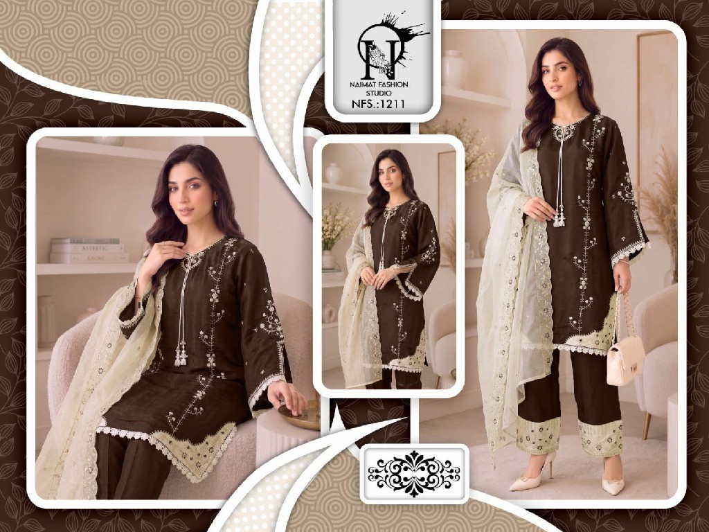 NAIMAT FASHION D.NO NFS-1211 WHOLESALE READYMADE ROMAN GLASS BEAUTIFUL DESIGNER 3 PCS COMBO SET SUITS ONLINE