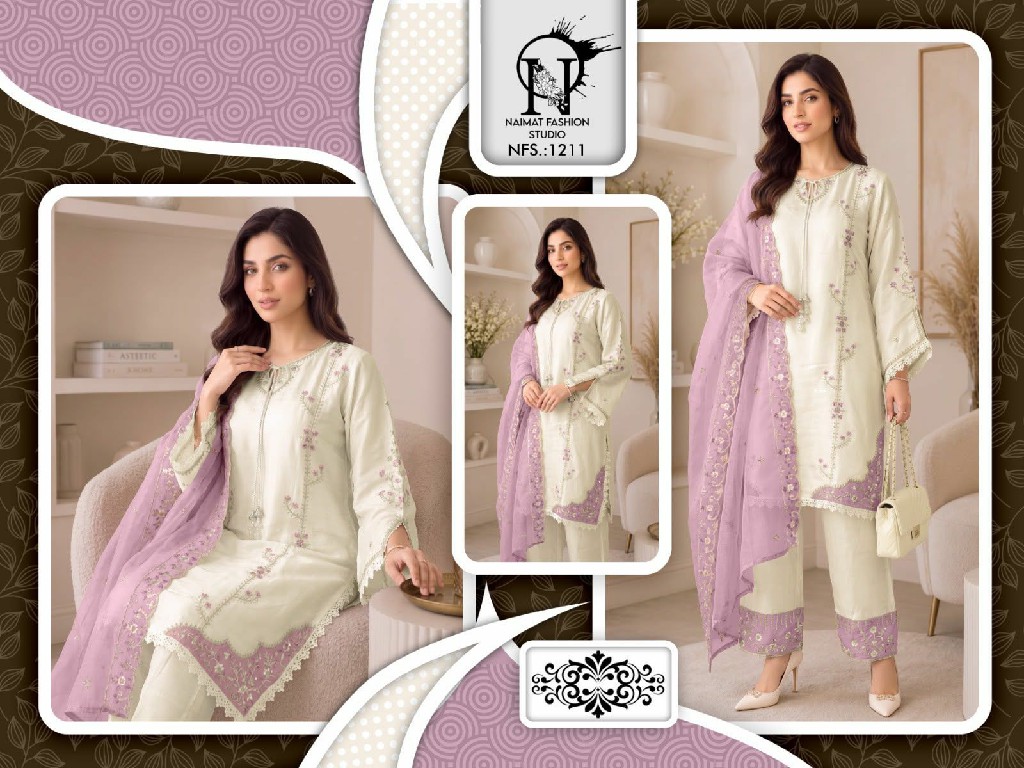 NAIMAT FASHION D.NO NFS-1211 WHOLESALE READYMADE ROMAN GLASS BEAUTIFUL DESIGNER 3 PCS COMBO SET SUITS ONLINE