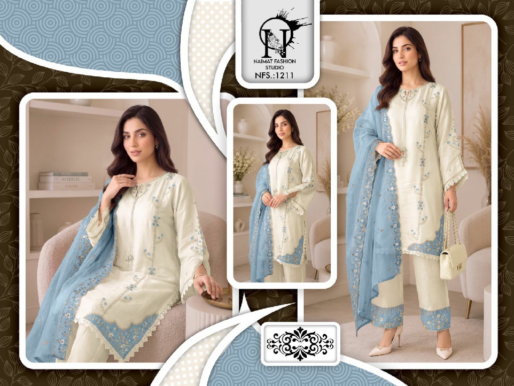 NAIMAT FASHION D.NO NFS-1211 WHOLESALE READYMADE ROMAN GLASS BEAUTIFUL DESIGNER 3 PCS COMBO SET SUITS ONLINE